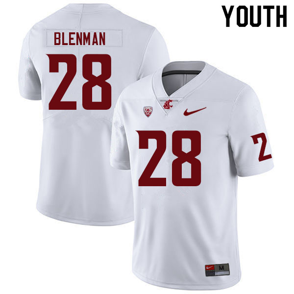 Youth #28 Jhameil Blenman Washington State Cougars College Football Jerseys Sale-White - Click Image to Close
